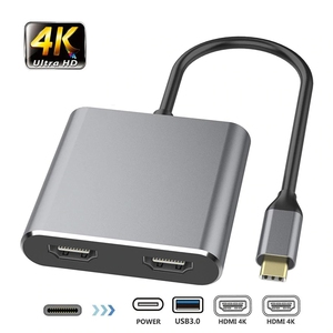 <span class=keywords><strong>Adaptateur</strong></span> Type-<span class=keywords><strong>C</strong></span> vers double <span class=keywords><strong>HDMI</strong></span> avec hub <span class=keywords><strong>USB</strong></span> 3.0 PD 60W, station d'accueil 4-en-1 avec 2 ports <span class=keywords><strong>HDMI</strong></span> 4K doubles, station d'accueil <span class=keywords><strong>USB</strong></span> <span class=keywords><strong>C</strong></span>, <span class=keywords><strong>USB</strong></span>-<span class=keywords><strong>C</strong></span> - Product Image 4