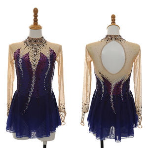 Costume de patinage artistique à manches longues pour femmes <span class=keywords><strong>Justaucorps</strong></span> de <span class=keywords><strong>gymnastique</strong></span> <span class=keywords><strong>rythmique</strong></span> Jupe en mousseline de soie scintillante - Product Image 1