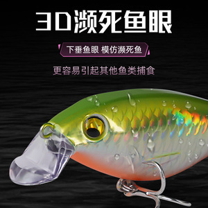 Señuelo de pesca de lubina de agua dulce con placa curva, tipo Minnow flotante, de plástico ABS, cebo duro, con cuentas de sonido láser y anzuelo con ranura de sangre, para río - Product Image 2