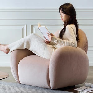 Poltrona Reclinabile Moderna Francese Zayshine in Velluto Rosa, Sedia Modulare Singola per Soggiorno e <span class=keywords><strong>Camera</strong></span> <span class=keywords><strong>da</strong></span> <span class=keywords><strong>Letto</strong></span>, Poltrona Girevole Relax - Product Image 4