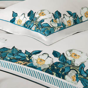 طقم أغطية سرير فاخر من القطن الخالص عالي الجودة قابل للتخصيص من ألينهوم لوناريا، طقم غطاء لحاف مطرز OEM ODM - Product Image 5