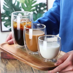 <b>Double</b> <b>Walled</b> Glass <b>Mug</b> High Borosilicate Transparent Coffee Milk Juice Water Cup Home Office Use - Product Image 1