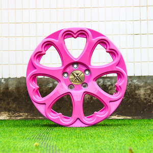 JZ CNC kustom 1-Piece 5x120 5x114.3 5x112 16 20 inci hot pink aluminium alloy rims tempaan roda mobil penumpang dengan hati - Product Image 3