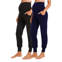 Pantalon de maternité pour femme, pyjama de grossesse, legging, jogging, pantalon de survêtement à revers, extensible, pour la grossesse