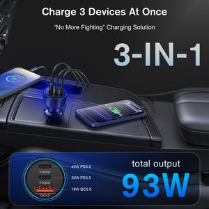 Cargador de Coche USB C HYTO de 93W con 3 Puertos, Adaptador de Coche Tipo C Superrápido con Carga PD/QC para <span class=keywords><strong>iPhone</strong></span>, iPad, MacBook y Android - Product Image 4