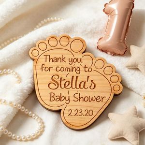 Recuerdos de Huellas de Bebé en Madera Duradera Personalizados con Nombres y Fechas Grabados con Láser; Recuerdos de Bautizo Conmemorativos - Product Image 2