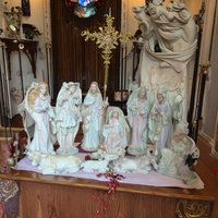 Crèche de Noël en résine de 24 pouces, grand format, figurines décoratives chrétiennes grandeur nature, utilisation extérieure avec technique de peinture