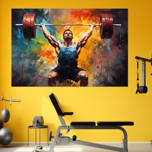 Graffiti Barbell Toile <span class=keywords><strong>Peinture</strong></span> Impression Sport Motivation Mur Art Fitness Gym Décor Musculation Affiche Haltérophile Cadeau - Product Image 2