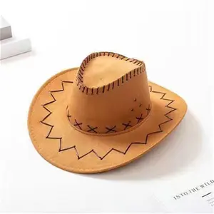 Unisex modisches Papiermaterial Fedora Cowboy-Hut mit westlichem Reiz für Strand- oder Party-Outdoor-Szenen Oberhut Typ