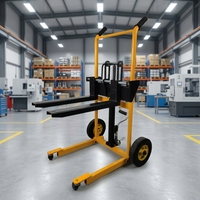 Chariot élévateur manuel hydraulique compact et pliable, capacité 200 kg, hauteur de levage 0,85 m, portable, en métal, fourni directement par l'usine