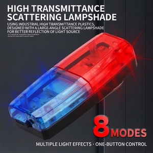 Luce di Segnalazione <span class=keywords><strong>a</strong></span> LED Ricaricabile con Clip per Spalla, Impermeabile IP68, Lampeggiante Rosso e Blu, Realizzata in Plastica Resistente - Product Image 2