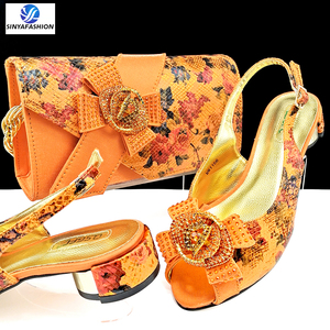 Sinya all'ingrosso arancio italiano tacco basso da donna pietre per la festa di nozze <span class=keywords><strong>scarpe</strong></span> e borse Set per le donne africane - Product Image 5