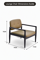 Fauteuil de détente minimaliste moderne, structure en bois de frêne massif, fauteuil rembourré en similicuir pour salon