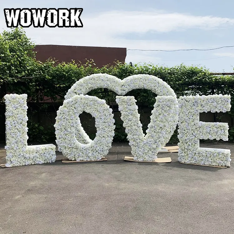 2023 WOWORK outdoor party decor Metal frame floral flower letter love number alphabet for stage wedding supplies decoration
