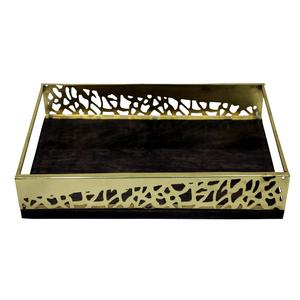 Plateau en bois très vendu, élégant, avec poignée en métal, écologique, peint à la main, plateau de service contemporain pour la maison, la décoration d'hôtel - Product Image 3