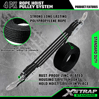 Système de poulie de levage à corde XSTRAP 5:1, puissance de levage, bloc et palan robuste de 50 pieds avec gants et boucles souples