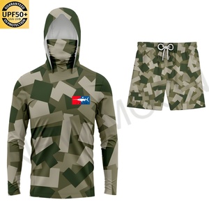 เสื้อตกปลาแขนยาวพิมพ์ลายพรางแบบซับลิเมชั่นสั่งทำพิเศษ ป้องกันรังสียูวี 50 พร้อมฮู้ด - Product Image 4