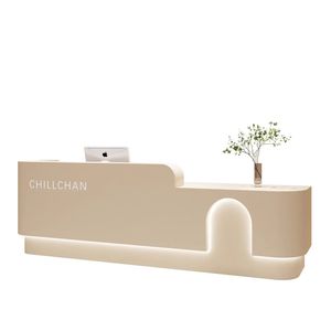 2025 Best Selling Custom Reception Desk Beauty Salon Counter Small Reception <b>Table</b> <b>Nail</b> Salon Circular Reception Desk - Product Image 5