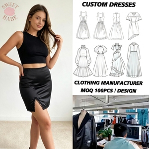 SWEET BABE Plus Size Women High Waist <b>Black</b> <b>Mini</b> Skirt Lace Trim Split Hem Slim Fit Elegant Summer Party Bodycon Skirt - Product Image 1