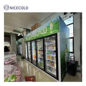 Refrigerador congelador puerta de cristal comercial al por mayor paseo en cámara frigorífica para la venta