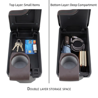 Accoudoir avant CARFU General Motors en ABS avec 5 ports de charge USB, rangement double couche, porte-gobelet caché en cuir PU
