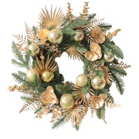 Karangan Bunga Natal Mewah Buatan untuk Pintu Depan, Hiasan Pita Elegan, Dekorasi Garland Natal