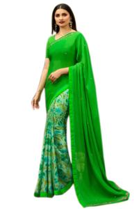 Print Pink <b>Saree</b> with Plain Blouse Surat Alphanumero - Product Image 6