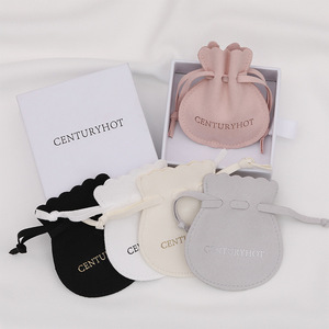 <strong>Logo</strong> <strong>Customized</strong> Paper Jewelry Box With Jewelry <strong>Packaging</strong> Pouch Snap Button Microfiber Jewelry Pouch and <strong>Card</strong> Insert - Product Image 5