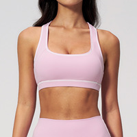 Soutien-gorge de sport en tissu brossé contrasté pour femme, débardeur athlétique dos nageur pour la course en extérieur et l'entraînement en salle de sport, Style 2036