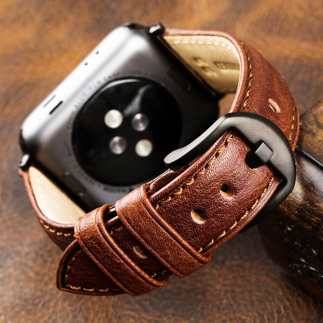 38mm 40mm 42mm 44mm Women Mens Genuine Leather Watch Band Strap for apple Watch Vintage Leather Watch Band Leather