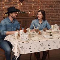 Ensemble de vaisselle pour fête western, assiettes en papier, serviettes, nappe en plastique, gobelets pour la décoration de fête d'anniversaire ou de baby shower