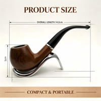 Pipe à tabac en résine à grain de bois de 146 mm en gros |   Tige Courbée Noire avec Support en Y YunAng