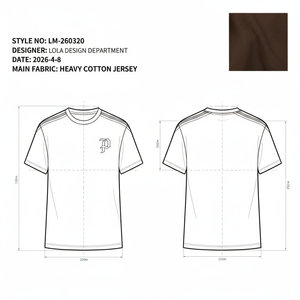 T-shirt in cotone da uomo oversize in maglia marrone con logo 'P' e strisce sulle spalle, stile hip hop minimalista, OEM ODM - Product Image 6
