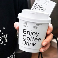 Vasos de Papel Biodegradables para Café, Aptos para Alimentos, Aislados, Desechables, para Bebidas Calientes y Frías, con Tapa y Logotipo Personalizado