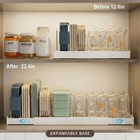 Lot de 2 organiseurs extensibles blancs de 22 pouces pour casseroles et poêles, sous-meuble, support réglable en plastique pour couvercles de contenants alimentaires