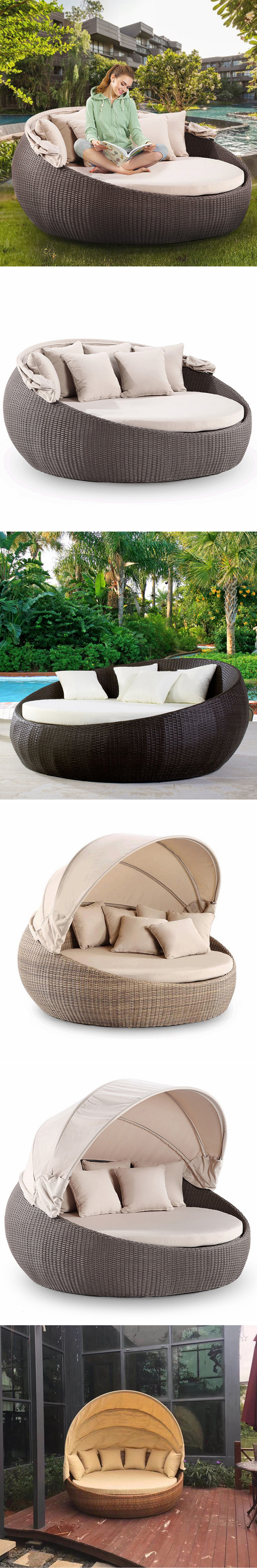 outdoor landscape couch daybed furniture white wicker rattan tent double sun day bed