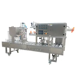 Automatic Continuous Tray Filling Sealing Machine, Food Line Cup Packing Machine, Beverage Container Filling Sealer