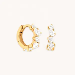 YINJU women jewelry 2024 designer original dainty pear shape crystal huggie hoop earring for girls