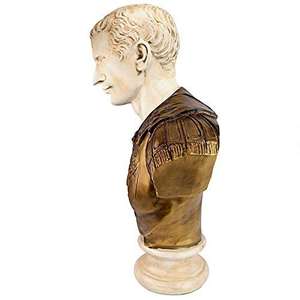 Statue de Jules César en armure, buste en faux bronze et pierre - Product Image 3