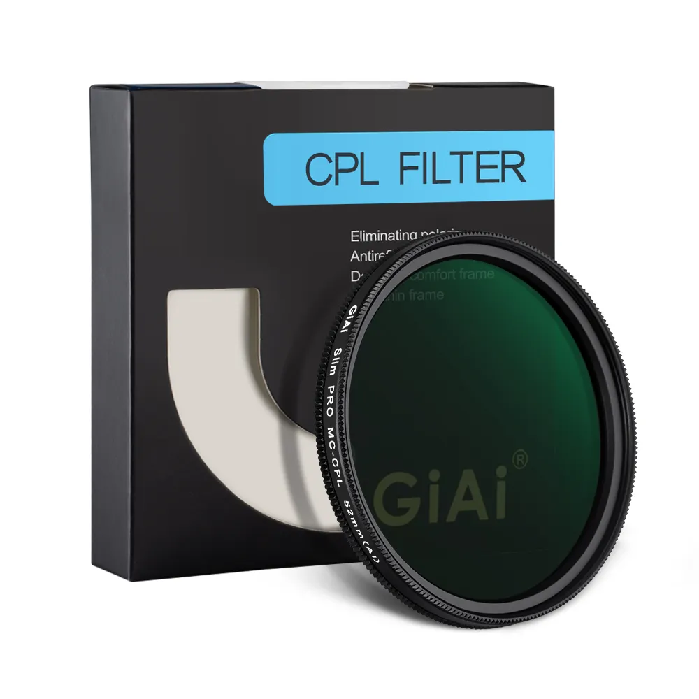 GiAi Kamera Filter Polarisasi Ramping 52Mm, Filter CPL untuk Kamera Canon