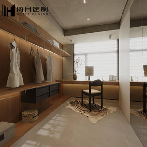 Armoire de chambre moderne en bois avec portes à persiennes, finition noyer, construction en MDF - Product Image 6