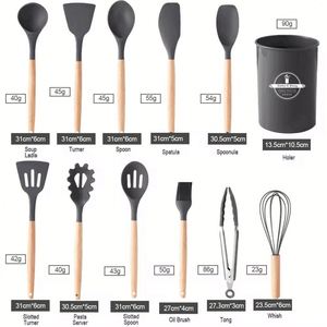 12 Pcs Fungun Kitchen Gadgets <b>Tools</b> Set Khaki Heat Resistant <b>Silicone</b> Kitchen Cooking Utensil Set for Nonstick Cookware - Product Image 3
