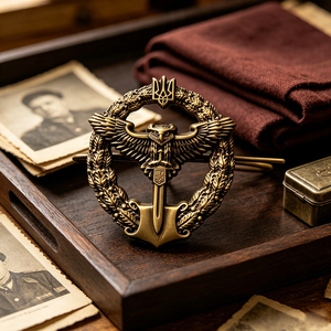 Badge militaire vintage Tryzub d'<span class=keywords><strong>Ukraine</strong></span>, insigne aigle épée trident en bronze doré, épinglette de collection style forces armées ukrainiennes - Product Image 2