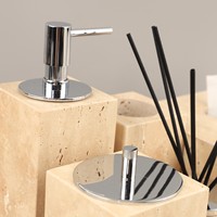 Ensemble d'accessoires de salle de bain en pierre de grotte jaune vent silencieux pour décoration de maison ou d'hôtel