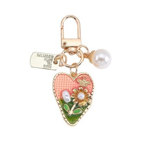Pendentif porte-clés AM style Ins avec perle, cœur et fleur, étui pour écouteurs Bluetooth <span class=keywords><strong>AirPods</strong></span>, porte-clés, décoration pour sac de <span class=keywords><strong>couple</strong></span> - Product Image 1