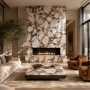 Loseta de Porcelana con Aspecto de Mármol Marrón Noble Earl, Sinterizada, Pulida, 1600 x 3200 x 12 mm para Pared - Product Image 5