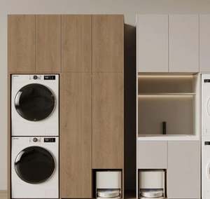 Mueble Moderno de Madera Maciza para Lavadero con Lavadora y Diseño Elegante - Product Image 2