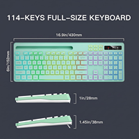 Teclado Inalámbrico Silencioso de 114 Teclas con Retroiluminación RGB 2.4G, Soporte para Teléfono, Batería Recargable, Teclas Multimedia para IOS, Windows, PC, Verde