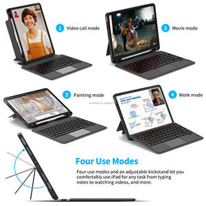 Nhà máy từ bút chì sạc PU + TPU + ABS trường hợp USB-C không dây <span class=keywords><strong>Touchpad</strong></span> Backlit bàn phím cho New iPad - Product Image 4