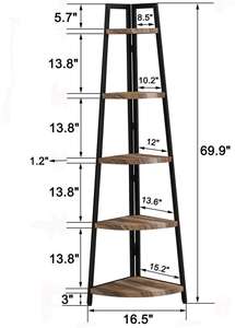 Libreria Angolare Industriale a 5 Ripiani e Scaffale - Product Image 3